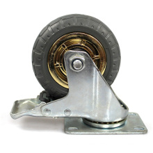 4 inch lockable medium plate gray rubber casters